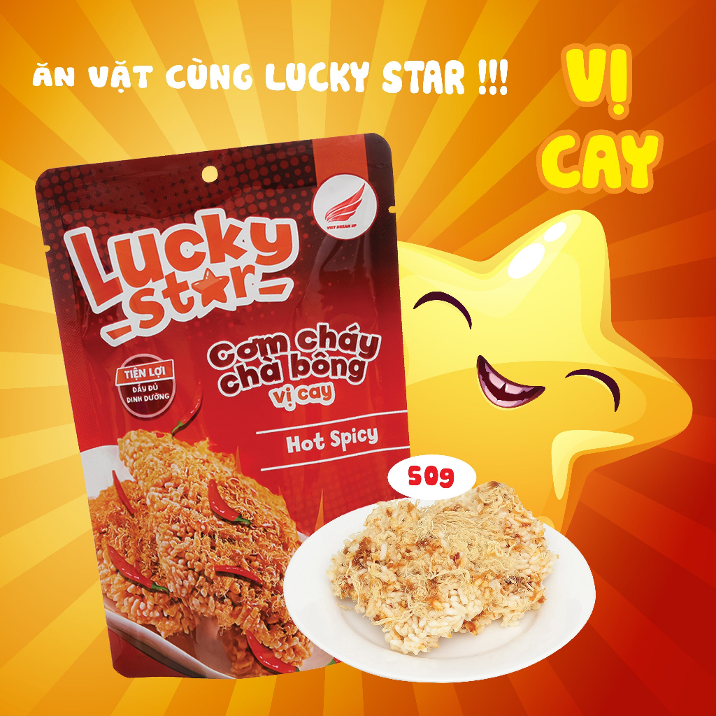 Cơm cháy chà bông cay Lucky Star, đồ ăn vặt khô dinh dưỡng Việt Nam đảm bảo ATTP