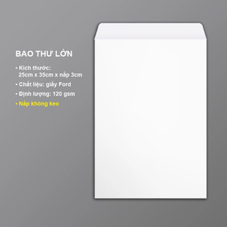 Xấp 100 cái bao thư a4 trắng, dày định lượng 120gsm