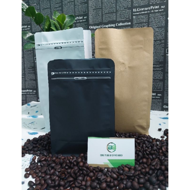 1kg túi cà phê 8 cạnh có van 1 chiều size 500gr