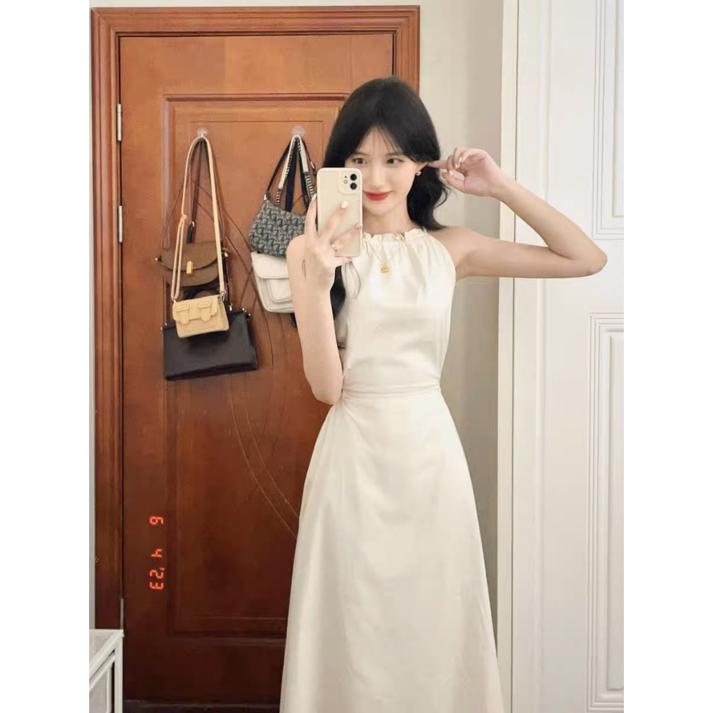 Váy Sát Nách Bánh Bèo Phong Cách Hàn Quốc, Váy Khoét Lưng Tiểu Thư