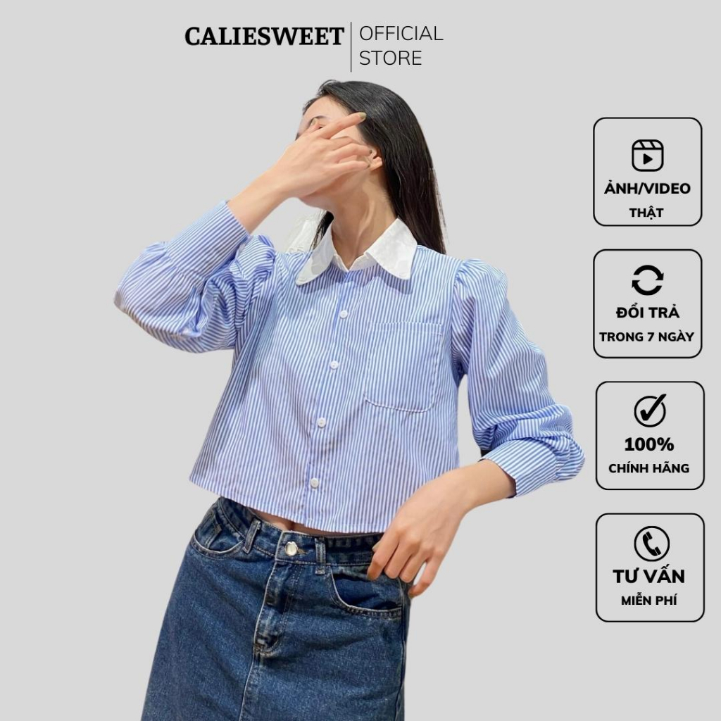 Áo sơ mi croptop Caliesweet áo sơ mi ulzzang nữ hàng quảng châu cao cấp