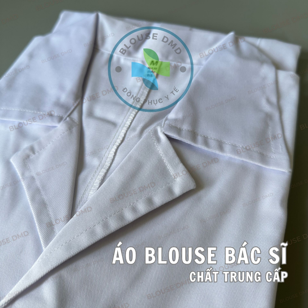 Áo choàng Blouse nam nữ Bác sĩ, Dược sĩ, Áo blu Phòng khám, Phòng thí nghiệm dáng dài cộc tay vải kaki dày đẹp