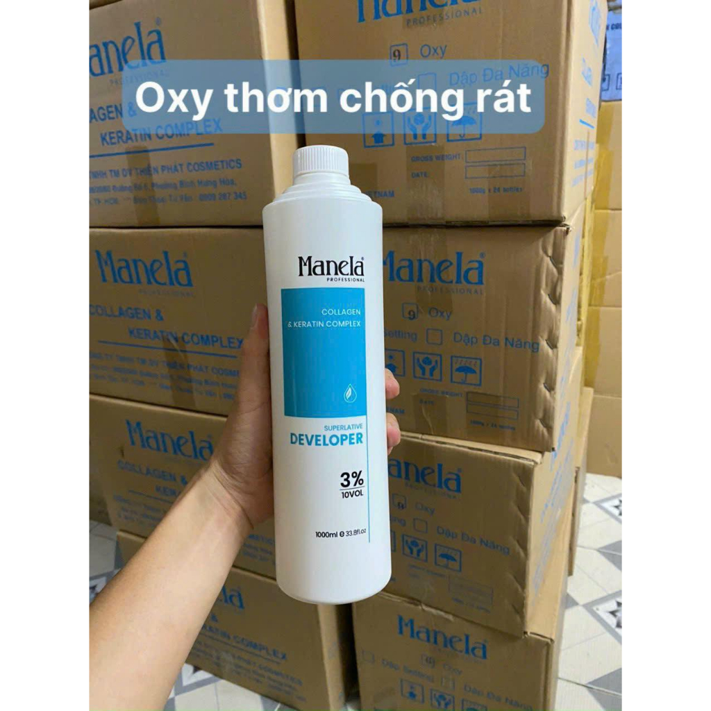 Oxy Trợ Nhuộm Tóc MANELA Chai 1000ml Hương Thơm Chống Rát Da Đầu