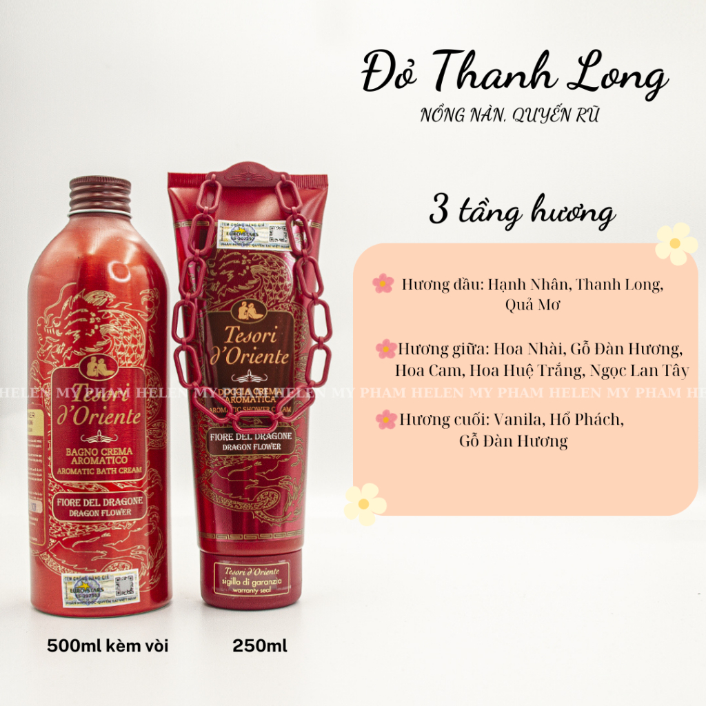 Sữa tắm Tesori D Oriente đỏ thanh long 250ml - 500ml