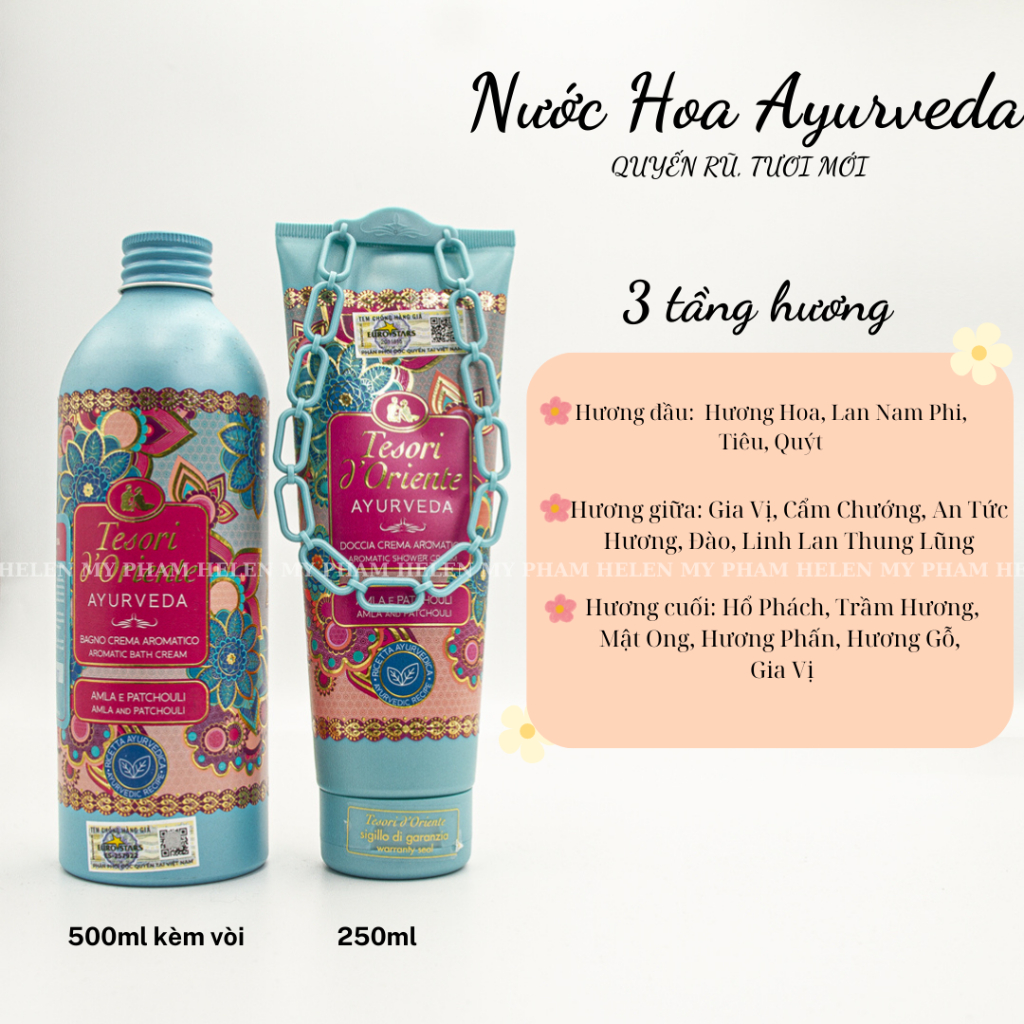 Sữa tắm Tesori D Oriente nước hoa Ayurveda 250ml - 500ml