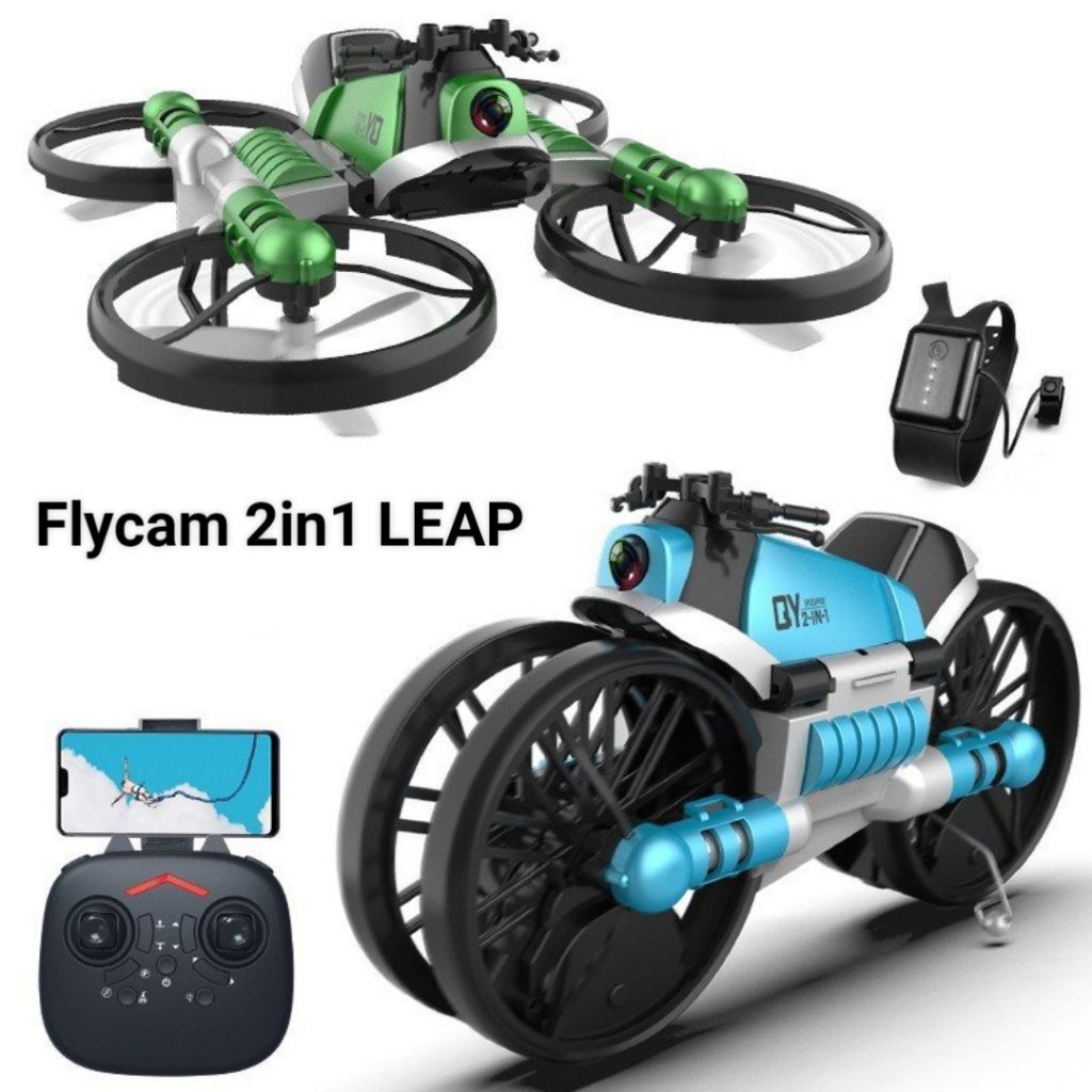 ⚡️Biến Hình 2 Trong 1⚡️Máy Bay Flycam 2 In 1 LEAP Biến Hình Xe Motor kết nối WIFI, 2.4GHZ, ĐỘ PHÂN GIẢI 4K CHỐNG RUNG