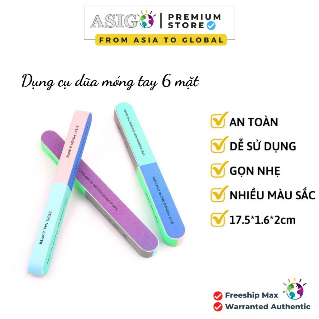 Que Dũa Móng Tay 6 Mặt Chà Nhám và Đánh Bóng An Toàn-Asigo