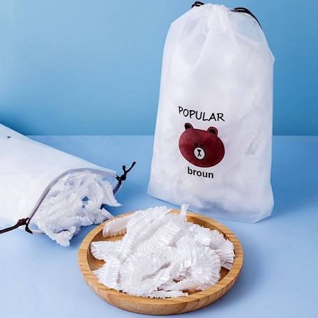 Màng bọc thực phẩm co giãn siêu dai có chun hình túi gấu set 100 chiếc