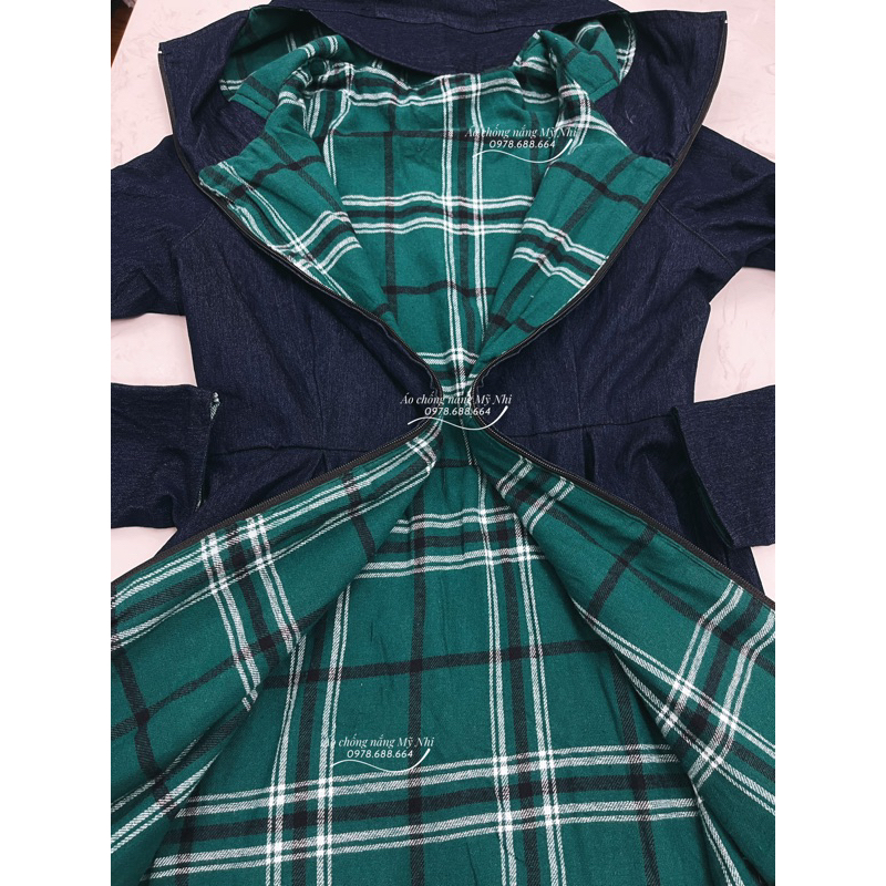 Áo chống nắng jean 2 lớp dáng váy ko xẻ sau hàng chuẩn