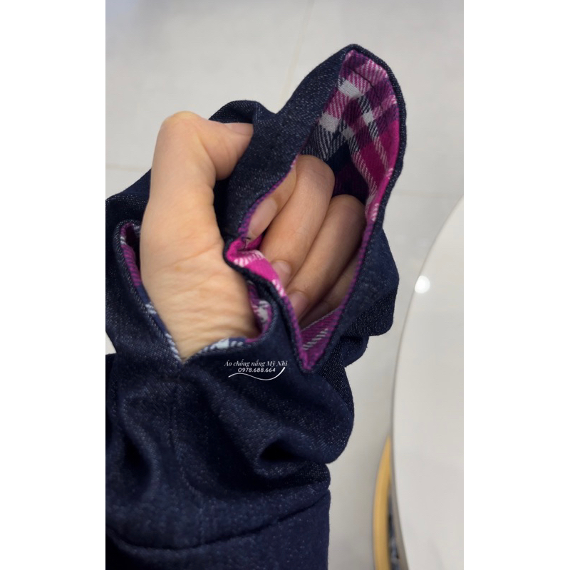 Áo chống nắng jean 2 lớp dáng váy ko xẻ sau hàng chuẩn