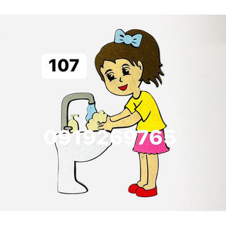 Tranh nỉ - Tranh góc mầm non - Tranh bé rửa tay