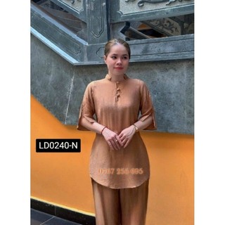 Bộ Đi Chùa/ Đồ Lam/ Pháp Phục bigsize - Lụa tơ đũi, cổ trụ nút bọc vải