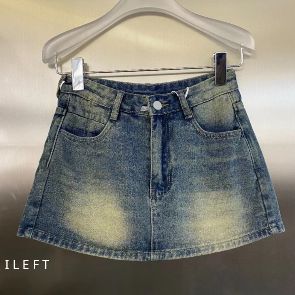 Quần giả váy Jeans nữ cạp cao mài trước BASIC form chữ A dễ phối đồ VJ05