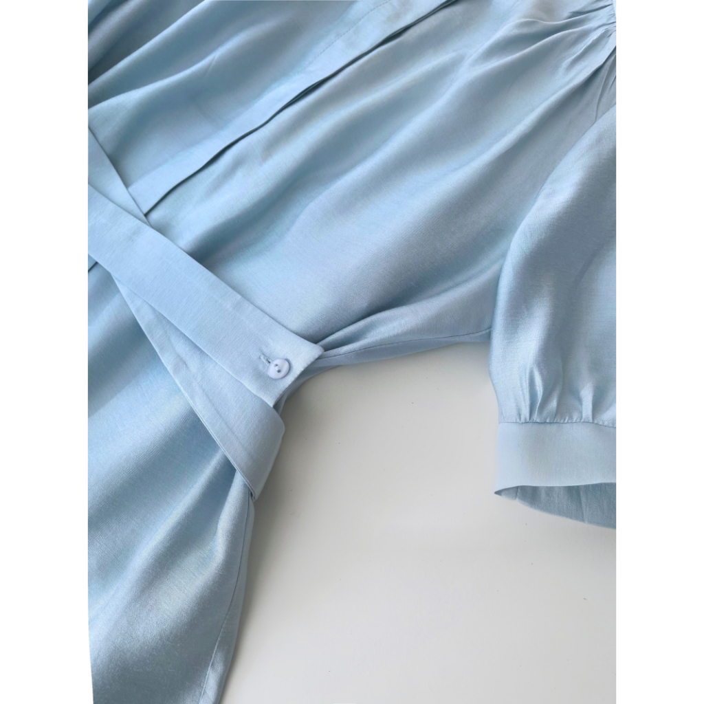 Áo Sơ Mi Cổ Tàu Đai Trang Trí Thời Trang Thanh Lịch by LEMIA Design - LA23199