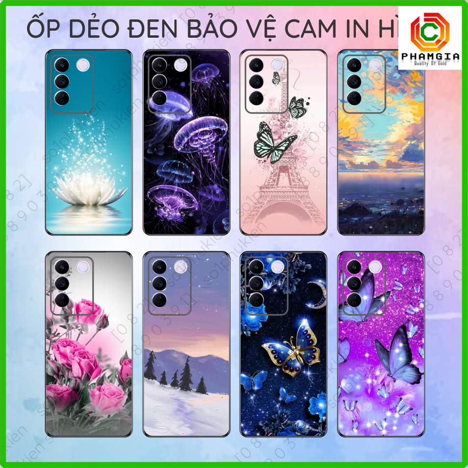 Ốp lưng VIVO V27 5G / V27E / S16E dẻo đen bảo vệ cam in hình phong cảnh nhiều mẫu đa sắc đẹp