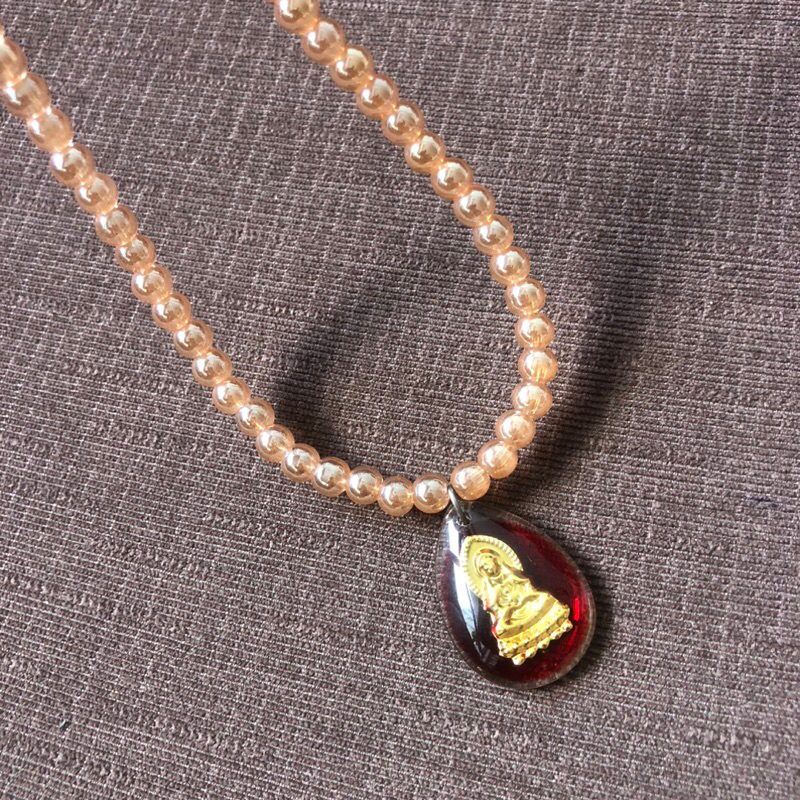 Vòng cổ hạt đá màu vàng phối mặt phật Quan Âm, dây chuyền đá phong thủy sang trọng, quý phái, bình an