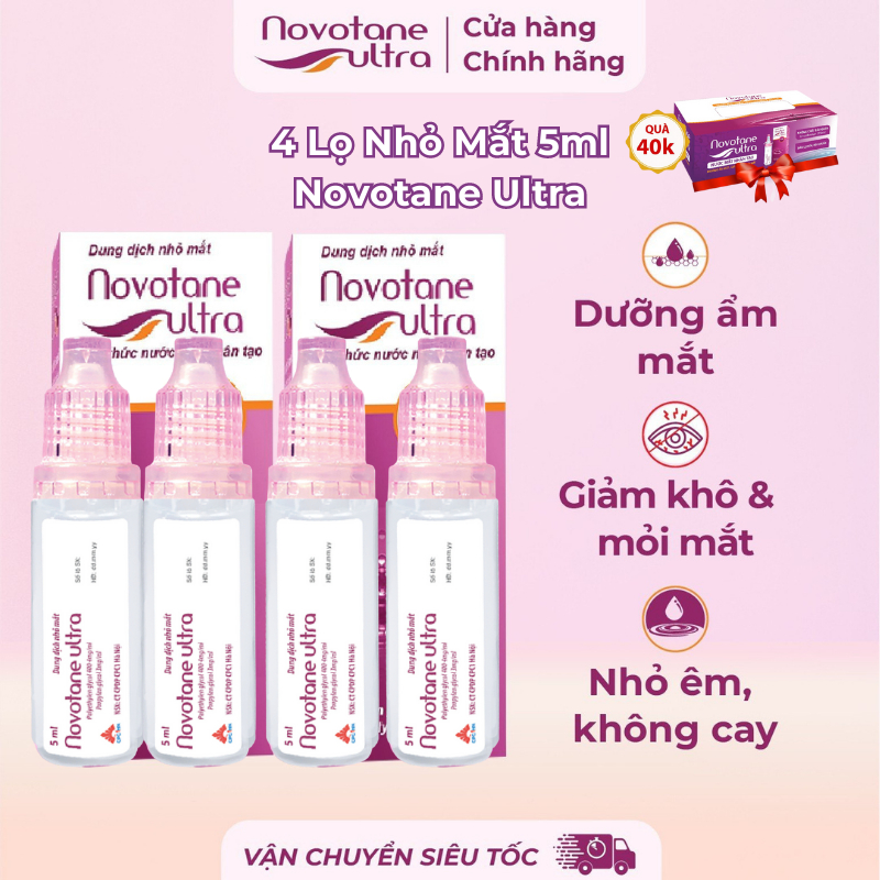 Nước mắt nhân tạo, nhỏ mắt Novotane Ultra giúp bảo vệ mắt, giảm khô, giảm mỏi mắt
