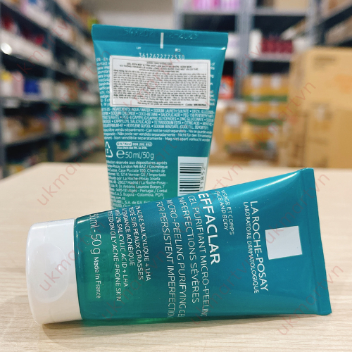 Gel Rửa Mặt La Roche-Posay Giảm Mụn Cho Mặt, Toàn Thân 50ml Effaclar Micro-Peeling Purifying Gel