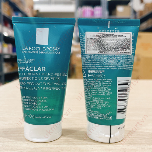 Gel Rửa Mặt La Roche-Posay Giảm Mụn Cho Mặt, Toàn Thân 50ml Effaclar Micro-Peeling Purifying Gel
