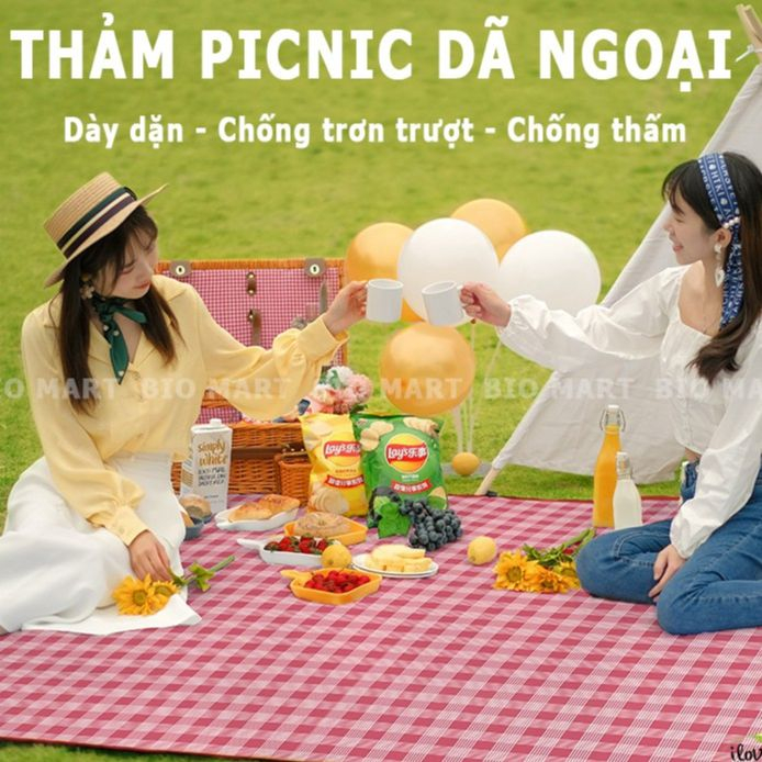 Thảm Dã Ngoại Picnic Hoạ Tiết Caro, Gấp Gọn Agnite - Thảm Cắm Trại, Đi Du Lịch, Đi Phượt, Chụp Ảnh