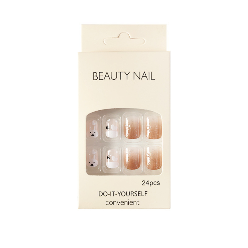 Móng Tay Giả Thỏ Trắng Chinna Nii Hộp 24 Nail Box Kèm Phụ Kiện.