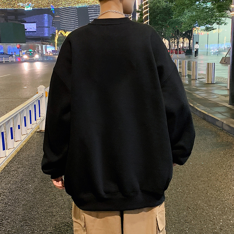 Áo sweater nam BEEYANBUY áo nỉ tay dài thời trang đen trắng unisex 100% cotton-Y0185