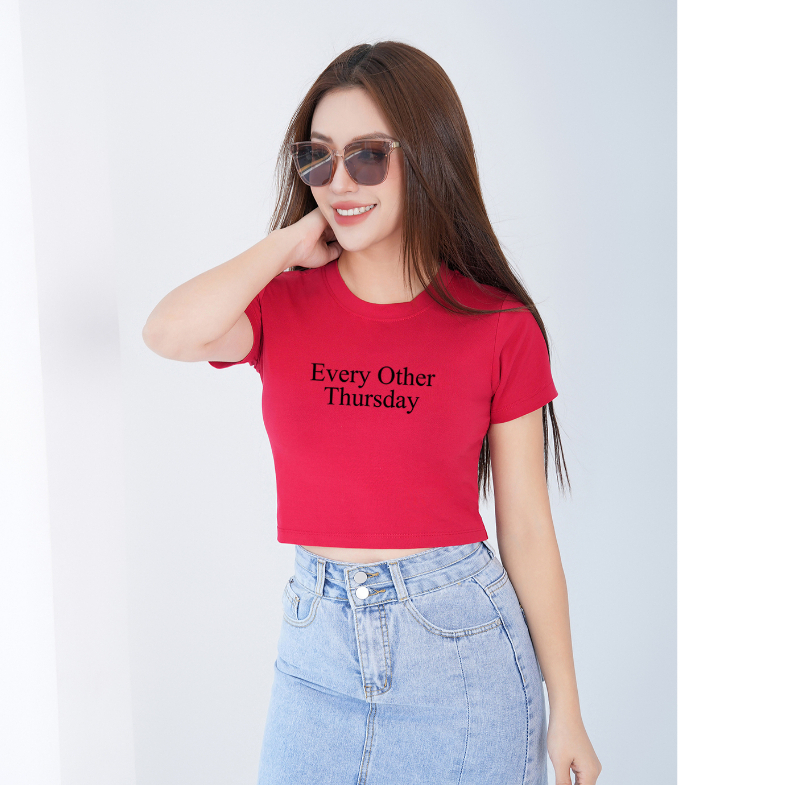 Áo croptop kiểu in chữ Every Other Thurday - Áo croptop ôm thời trang - Loza CR6222