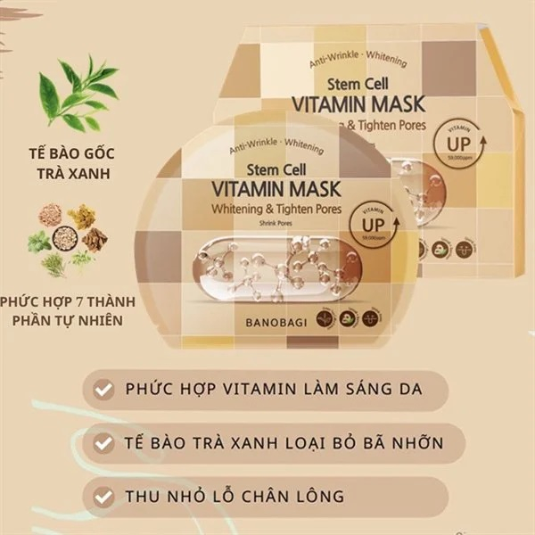 Mặt Nạ Banobagi Dưỡng Sáng, Se Lỗ Chân Lông Stem Cell Vitamin Mask 30g - Whitening & Tighten Pores