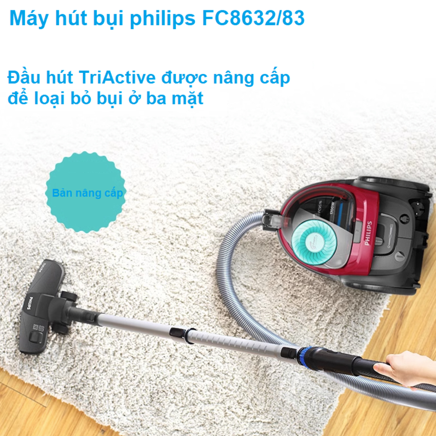 Máy hút bụi không túi Philips PowerPro Active FC8632 Serial 5000, công suất 1700W - HÀNG CHÍNH HÃNG