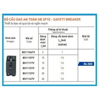 [CHÍNH HÃNG] CB Cóc (Cầu Dao Tự Động) PANASONIC  6A,10A, 15A, 20A,, 30A, 40A.