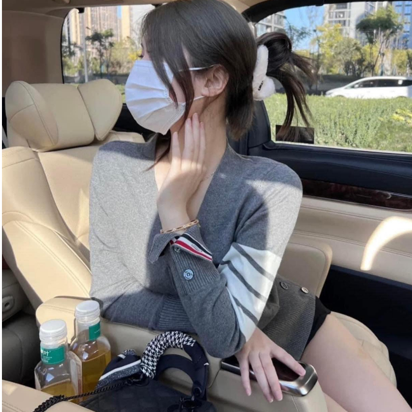 Áo Cardigan Thom Len Mỏng Hoạ Tiết Bốn Sọc  -Tinahouse.2021