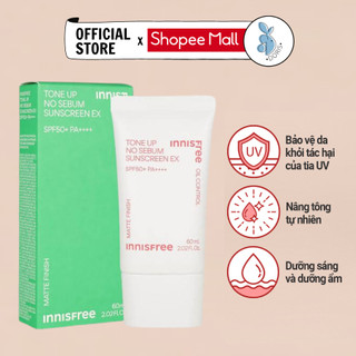 Kem Chống Nắng Innisfree Tone Up No Sebum Sunscreen EX SPF 50+ PA++++ 60ml
