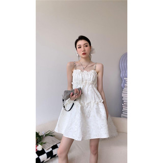[Hàng sẵn]Đầm hai dây đính đa