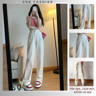Quần jean nữ ống suông đứng phong cách Ulzzang School - Quần jeans baggy suông