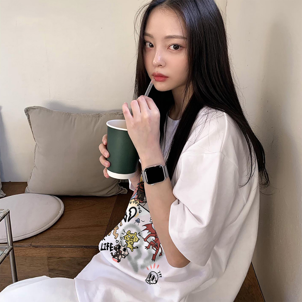 Áo Thun Lạnh Unisex TN268 HALEY Tay Lỡ Form Rộng Phong Cách Ulzzang Hàn Quốc Vài Cotton Cao Cấp