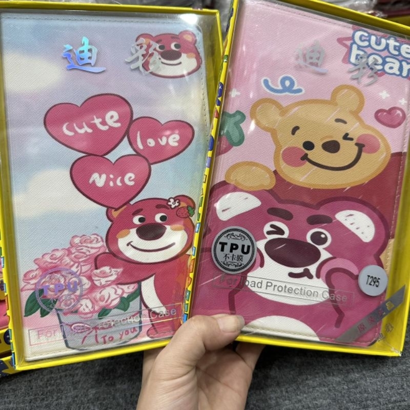 Bao da Samsung Tab A8 8inch 2019 T290 T295 dẻo gấu dâu lotso siêu dễ thương chất đẹp