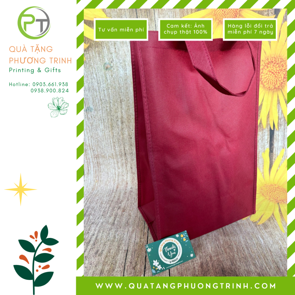 Túi vải không dệt màu đỏ đô cm in logo Agribank