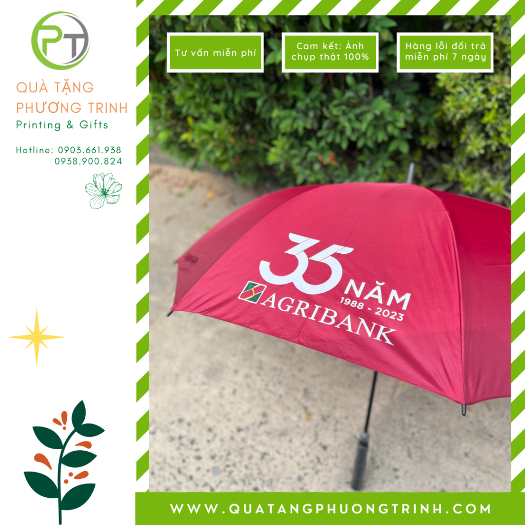 Ô Dù cầm tay cán thẳng in logo Agribank