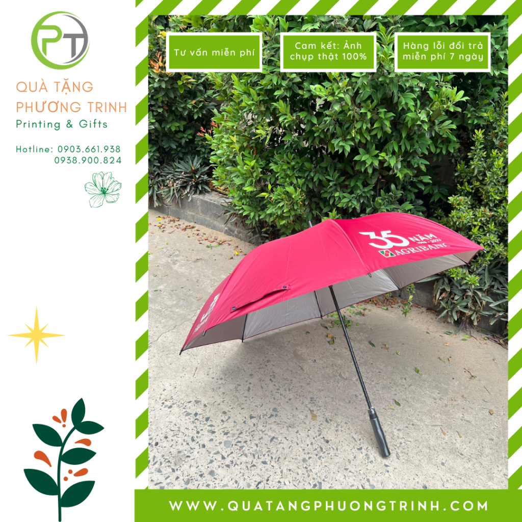 Ô Dù cầm tay cán thẳng in logo Agribank