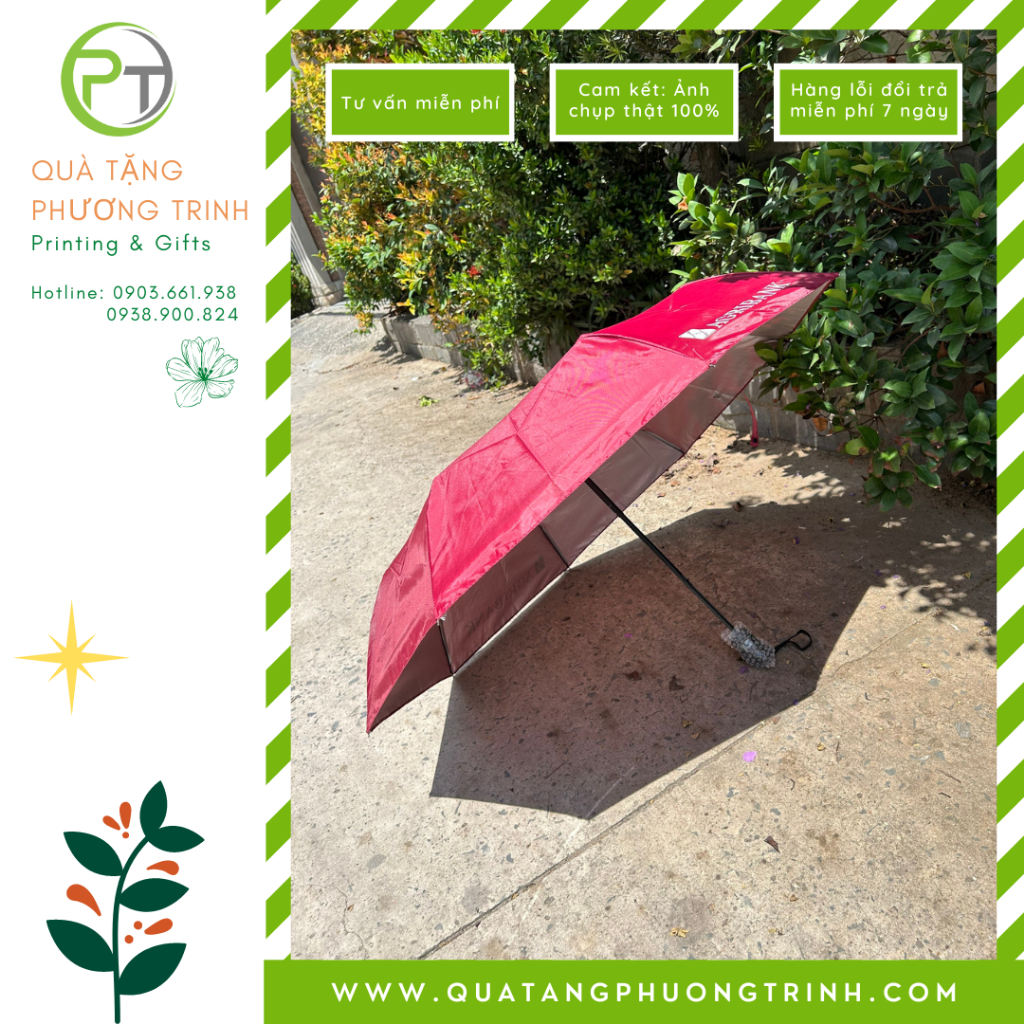 Ô Dù cầm tay  gấp 3 in logo Agribank