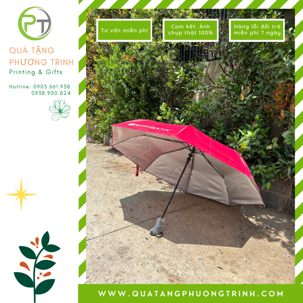 Ô Dù cầm tay  gấp 3 in logo Agribank