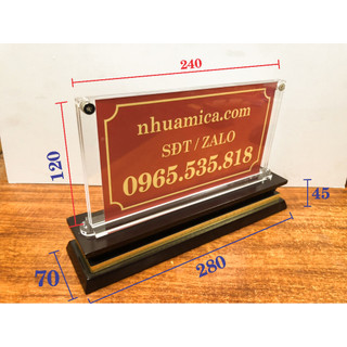 BIỂN CHỨC DANH ĐẾ GỖ MICA LOẠI CÓ ỐC - BẢNG TÊN MICA ĐỂ BÀN - BẢNG TÊN ĐỂ BÀN - BIỂN CHỨC DANH - Mica Nguyễn
