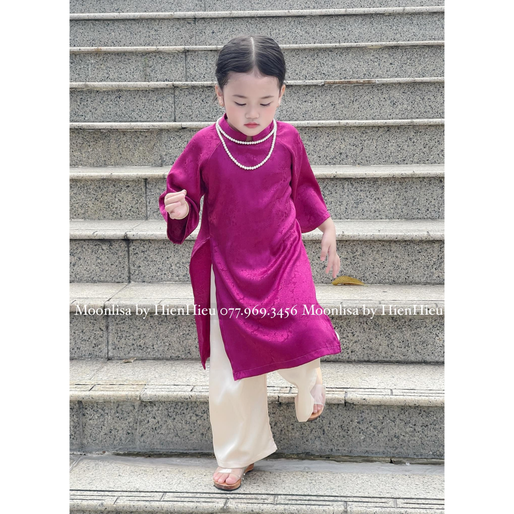 Aó Dài Gấm Cho Mẹ Và Bé   Cho Bé Sản Xuất Trực Tiếp MOONLISA