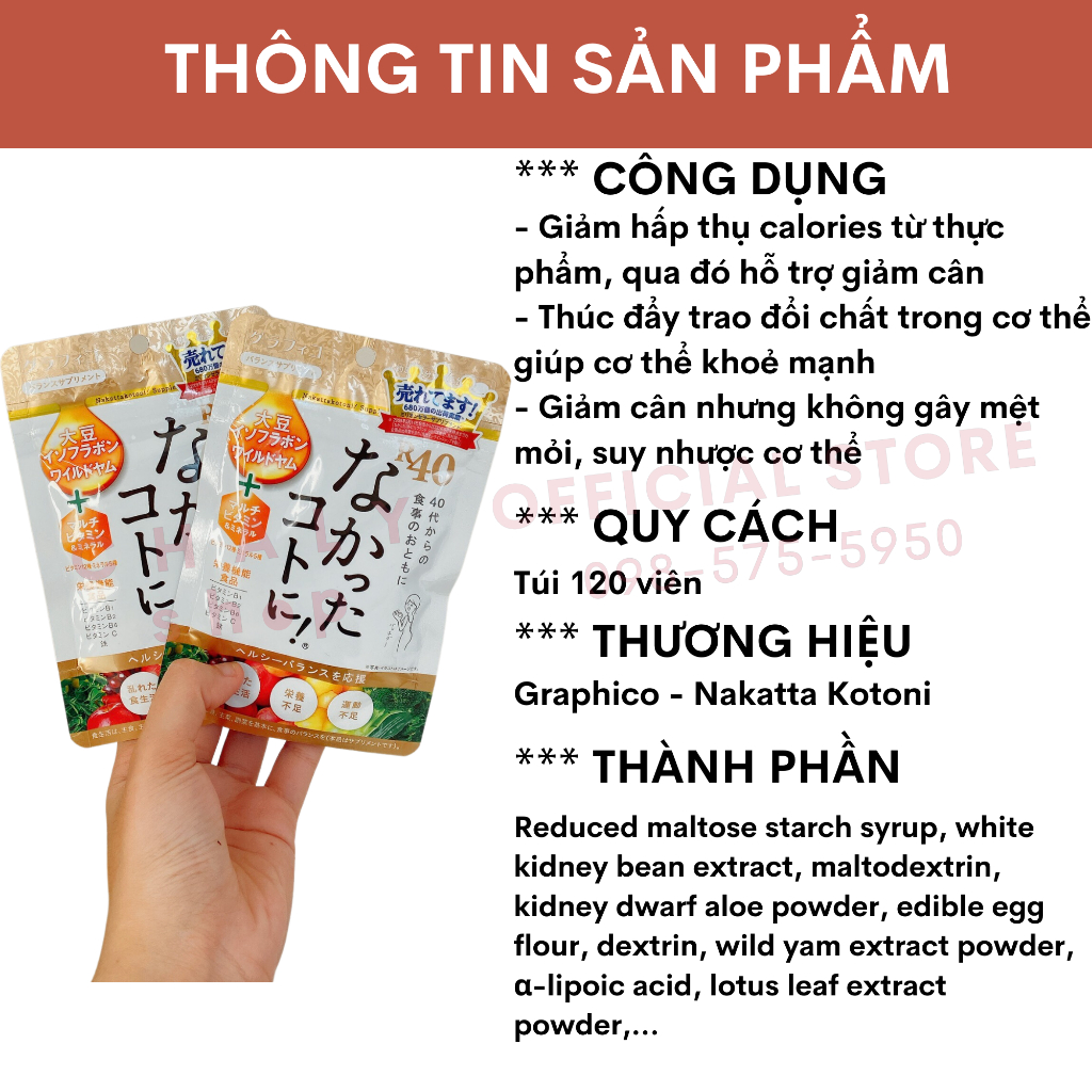 Viên uống enzyme giảm cân tuổi trung niên Nakatta Kotoni R40 120 viên Nhật Bản