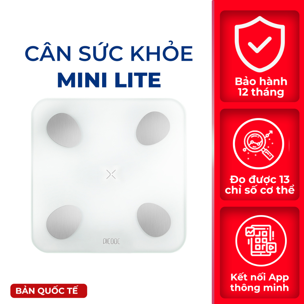 Cân thông minh PICOOC Mini Lite Bản Quốc Tế - APP TIẾNG VIỆT - Đo 13 chỉ số cơ thể - Bảo Hành 12 Tháng