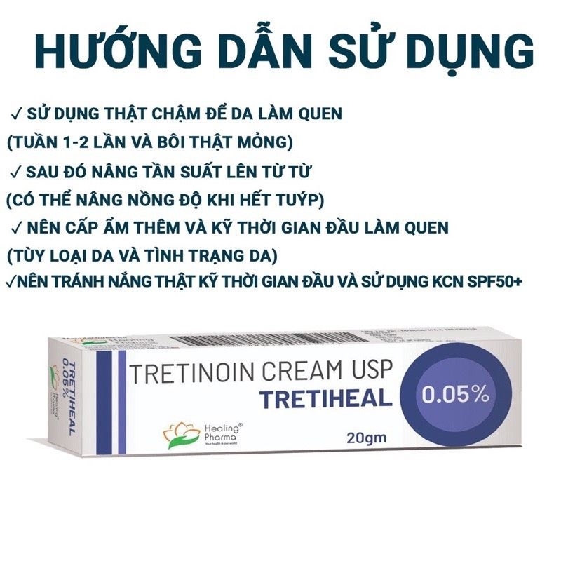 Tretinoin Tretiheal Kem bôi giảm mụn, chống lão hóa