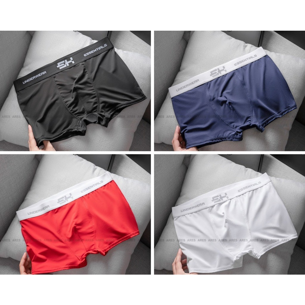 Combo 4 quần lót nam, quần sịp nam chất thun lạnh kháng khuẩn co giãn 4 chiều phong cách nam tính