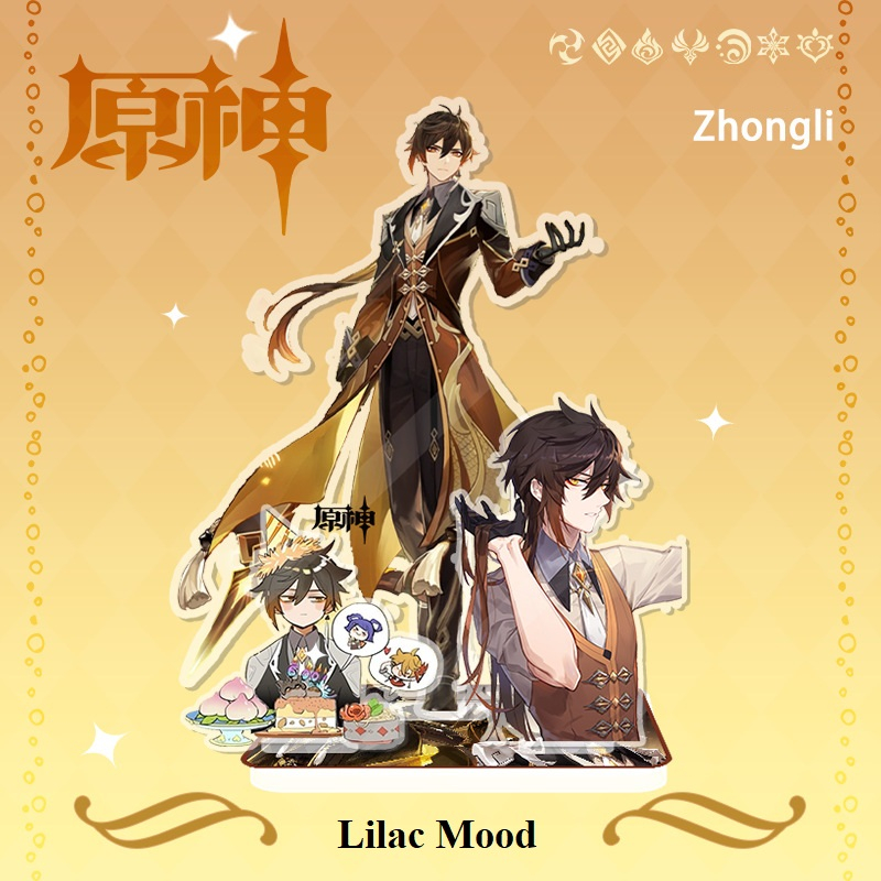 (sẵn) Mô hình standee Zhongli Genshin Impact 3 mảnh siêu cưng