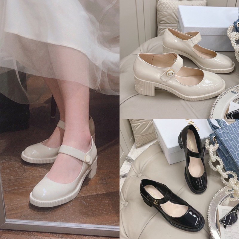 Cao gót 5 cm bóng 2 màu