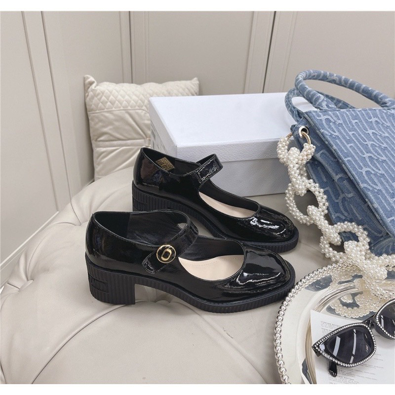 Cao gót 5 cm bóng 2 màu